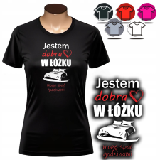 NŐI NYOMTATOTT PÓLÓ - JÓ VAGYOK AZ ÁGYBAN, TUDOK ALUDNI - XS női póló