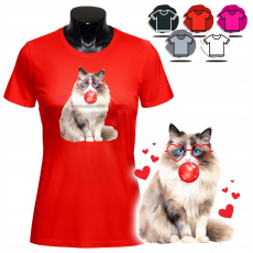  NŐI NYOMTATOTT PÓLÓ - RAGDOLL RÁGÓGUMI MACSKA DIZÁJN - XL
