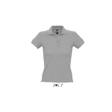  Női PEOPLE rövid ujjú galléros póló, SOLS SO11310, Grey Melange-2XL