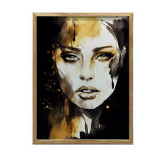 NŐI PORTRÉ FEKETE ÉS ARANY KERET NÉLKÜL 30x40 CM MATT PAPÍR grafika, keretezett kép