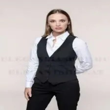  Női szövetmellény - Fekete munkaruha