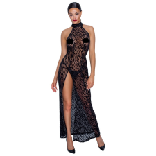 Noir Noir - tigriscsíkos, sliccelt, hosszú ruha (fekete) fantázia ruha