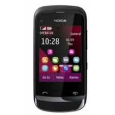 Nokia C2-02, Érintőplexi, (+előlap), fekete mobiltelefon, tablet alkatrész
