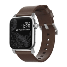 Nomad Leather Strap Apple Watch Bőr szíj 49/45/44/42mm - Barna/Ezüst okosóra kellék