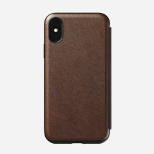 Nomad Rugged Tri-Folio kinyitható bőr tok iPhone XS barna tok és táska