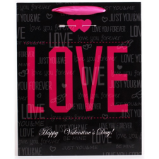 Noname Dísztasak fényes 18x23 cm fekete/piros love ajándéktasak