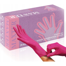 Noname Védőkesztyű, egyszer használatos, nitril, M méret, 100 db, púder nélküli, pink (HGK-BHRE999951)
