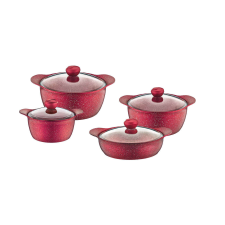 Nonbrand 8 darabos edénykészlet OMS-Granite, alumínium, piros edény