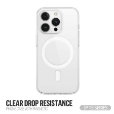 Nonbrand Apple iPhone 15 Pro TG Crystal Drop Magsafe Hátlap - Átlátszó tok és táska