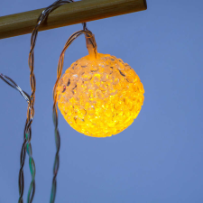 Nonbrand EVA Kristály labda fényfüzér, meleg fehér, 10 gömb, elemes karácsonyfa izzósor