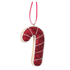 Nonbrand Felakasztható nyalóka dísz - 9 cm csillogó piros - agyag karácsonyfadísz