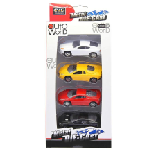 Nonbrand Fém autókészlet, 4 db-os, 8 cm, belátós, dobozos autópálya és játékautó