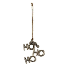 Nonbrand Fém függődísz, Ho-Ho-Ho 9x8cm, ezüst karácsonyfadísz