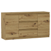 Nonbrand Komód, 3 fiókos, 2 ajtós, R140-S3, 140x76x40 cm,  artisan sonoma