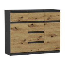 Nonbrand Komód 6 fiók 2 ajtó - S62-D antracit - artisan tölgy bútor