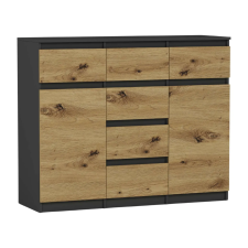 Nonbrand Komód 6 fiók 2 ajtó - S62-D antracit - artisan tölgy bútor