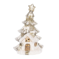 Nonbrand LED-es házikó, karácsonyfa forma, 3xAAA karácsonyi dekoráció