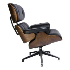 Nonbrand LOUNGE fotel fekete / diófa - valódi bőr bútor