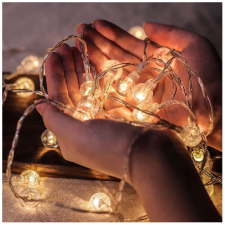 Nonbrand Meleg fehér, elemes LED Fényfüzér 30db izzóval - Gömb karácsonyfa izzósor