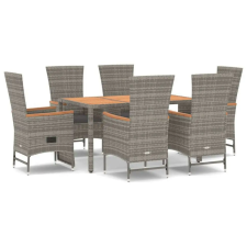 Nonbrand Polyrattan Kerti Étkezőgarnitúra - 7 részes - Szürke kerti bútor