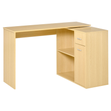 Nonbrand Sarokasztal polcokkal és fiókokkal, PAL, 117x82x74 cm, bézs íróasztal