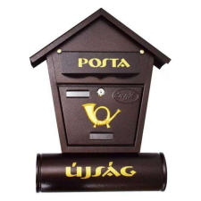 Nonbrand Utcai postaláda újságtartóval barna, kulccsal nyitható postaláda