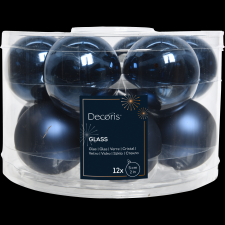 Norand KARÁCSONYFADÍSZ GÖMB SZETT ÜVEG 12 DB-OS ÉJKÉK karácsonyfadísz