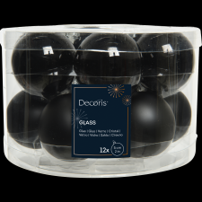 Norand KARÁCSONYFADÍSZ GÖMB SZETT ÜVEG 12 DB-OS FEKETE karácsonyfadísz