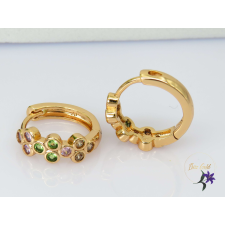  Nóri antiallergén szinesköves karika fülbevaló-18K fülbevaló