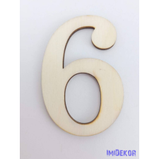 Normál natúr lézervágott fa szám 4,5x6,5cm - 6 dekorációs kellék