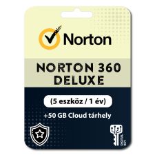 Norton 360 Deluxe (EU) + 50 GB Cloud tárhely (5 eszköz / 1 év) (Elektronikus licenc) karbantartó program