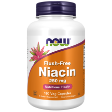 Now Foods NOW Niacin, nincs bőrpír mellékhatás, 250 mg, 180 zöldség kapszula vitamin és táplálékkiegészítő