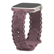 NUBO Apple Watch lézergravírozott szilikon szíj - füstös lila - 38/40/41mm okosóra kellék