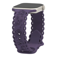 NUBO Apple Watch lézergravírozott szilikon szíj - sötét lila - 42/44/45/46mm okosóra kellék