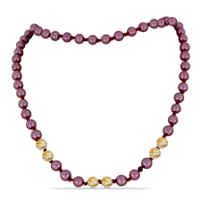  Nugget Nyaklánc Lila színű Édesvízi Gyönggyel és Ural Citrinnel, Y59041 nyaklánc