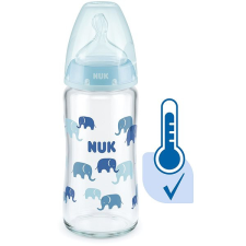 Nuk FC+ üveg cumisüveg hőmérséklet jelzővel 240 ml, kék cumisüveg