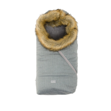 Nuvita Ovetto Pop bundazsák szőrmével 80cm - Pinstripe Gray / Beige - 9236 babakabát, overál, bundazsák