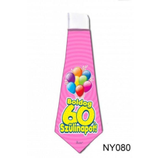  Nyakkendő NY080 Boldog 60. Szülinapot rózsaszín - Tréfás Nyakkendő vicces ajándék