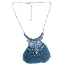  Nyaklánc, bizsu, szürke, pamacs, 46-53 cm nyaklánc