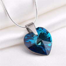  Nyaklánc, Crystals from SWAROVSKI® kristályos szív alakú medállal, Bahama kék nyaklánc
