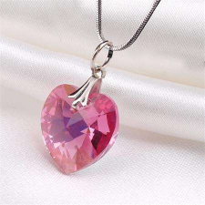 Nyaklánc, szív formájú, rózsaszín SWAROVSKI® kristállyal, 18mm ART CRYSTELLA® nyaklánc