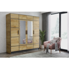  Nyílóajtós szekrény Roj4D - 206,4x205x39 cm tölgy craft arany bútor