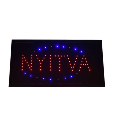 „Nyitva” LED tábla / villogó kék kerettel információs címke