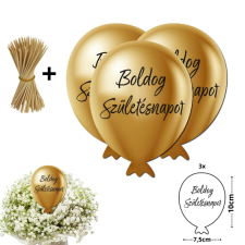 Nyomtatott dekorkarton - Boldog születésnapot lufi - arany 3db/csomag party kellék