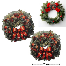  Nyomtatott dekorkarton - Karácsonyi koszorú 7cm 2db/csomag dekorációs kellék