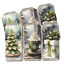  Nyomtatott dekorkarton - Karácsonyi zöld téma - biléták 6db/csomag dekorációs kellék