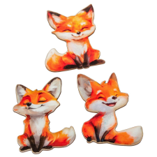  Nyomtatott dekorkarton róka 7cm 3db-os dekorációs kellék