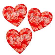  Nyomtatott dekorkarton Szív táblák 7cm 3db-os csomag dekorációs kellék