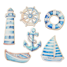  Nyomtatott dekorkarton - Tengeri csomag 6-9cm 6db-os dekorációs kellék