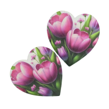 Nyomtatott dekorkarton -Tulipános szív 10cm 2db/csomag dekorációs kellék